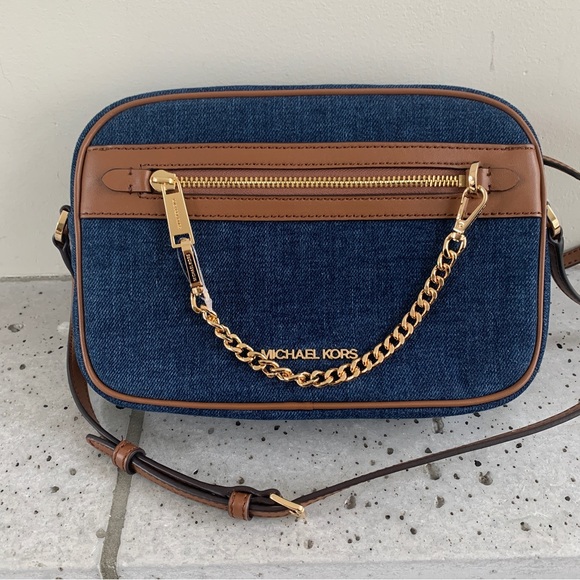 Michael Kors Bags | Michael Kors Large EW Zip Chain Crossbody Bag & Jet Set Travel MD ZA Card Case | Color: Blue/Brown | Size: Os | Exclusiveshop62's